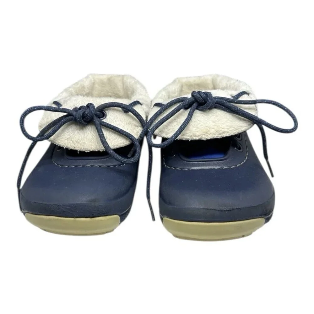 Crocs Kids Blitzen Convertible Clog And Bootie Faux Fur Lined Blue Sz 10/11